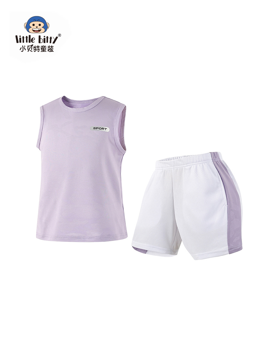 Verano de 2025 nuevos pantalones cortos sin mangas para niños trajes deportivos para niñas moda casual rápida secado ropa para niños grandes