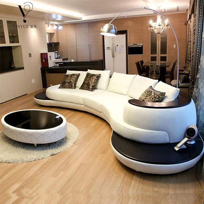 Combinación de sofá de cuero minimalista con costuras curvas de estilo italiano, lujo ligero, club de alta gama, hotel, villa, sofá creativo