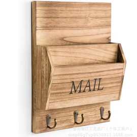 木质邮件收纳架墙上文件钥匙壁挂架家居玄关办公室邮件文件置物架