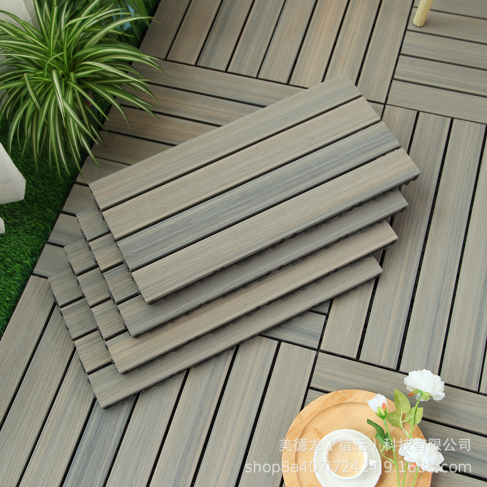 [Actualización de coextrusión 30*60] Empalme de actualización de coextrusión al aire libre Piso de madera y plástico Terraza de jardín auto-pavimentación