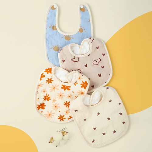 Baby bibs pure cotton bean velvet male baby saliva towel pure cotton waterproof autumn and winter thickened newborn bibs