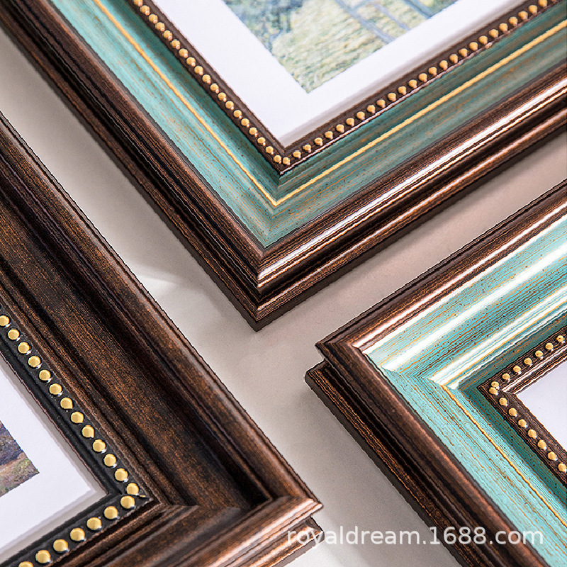 Montaje de marco de pintura al óleo Marco de marco de imagen retro europeo Marco de montaje en pared Marco de pintura al óleo digital europeo Montaje de Marco