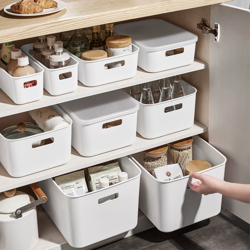 Ящик для хранения с крышкой, настольный ящик для хранения, пластиковый ящик для хранения закусок, кабель для передачи данных, нижнее белье, корзина для хранения косметики