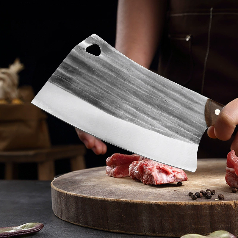 Handmade forging kitchen sliced ​​kitchen knife cutting bone knife hammer cutting meat knife rosewood handle cuts two use chef knives
