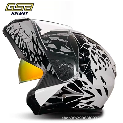 Dual-Lens Flip-Up Helmet for Men — Motorcycle Helmet Headset