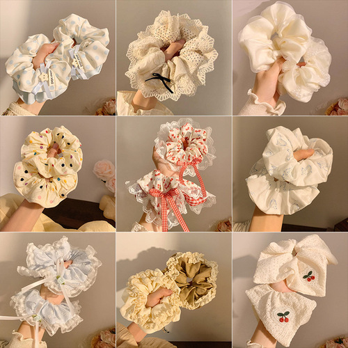 Korean-Style High-End Large Intestine Hair Tying Band for Women - Extra Large Square Scarf Hair Tether with High Elasticity, Durable Rubber Bands, Early Spring Accessory