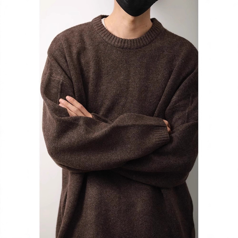Japanese-Style Solid Color Crew Neck Sweater for Men, Autumn and Winter New Loose Casual Warm Basic Knit Base Shirt Top Japanese-Style Solid Color Crew Neck Sweater for Men, Autumn and Winter New Loose Casual Warm Basic Knit Base Shirt Top