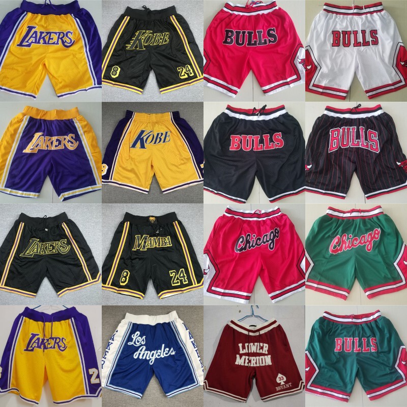 Basketball Shorts Chicago Red Bull Lakers Dense Embroidered Basketball Shorts Kobe James Dense Embroidered Basketball Shorts