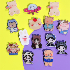 Whimsical and Cute Acrylic Cartoon Badges Wholesale for Little Girls' Bags and Accessories, Hole-Punched Hangings and Pen Stickers
