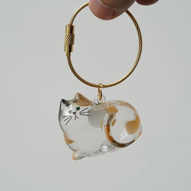 透明猫毛収納ボックスチャームガシャポン猫毛収納カプセル記念コレクションバッグキーホルダーペンダント|undefined
