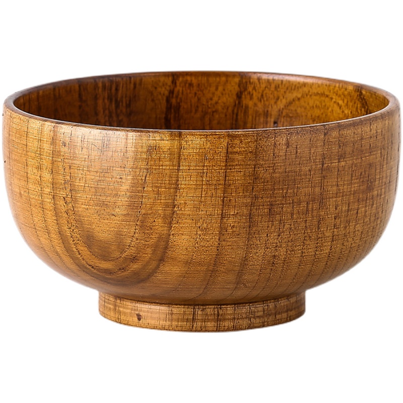 Tazón de madera Sour Jujube de estilo japonés tazón de arroz de madera hecho a mano tazón de madera maciza para niños grande tazón de sopa de fideos vajilla para el hogar