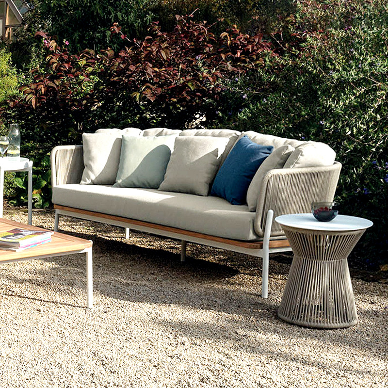 Sofá al aire libre mesa de centro combinación villa al aire libre patio jardín hotel casa de familia teca ratán tejido muebles de ocio transfronterizo