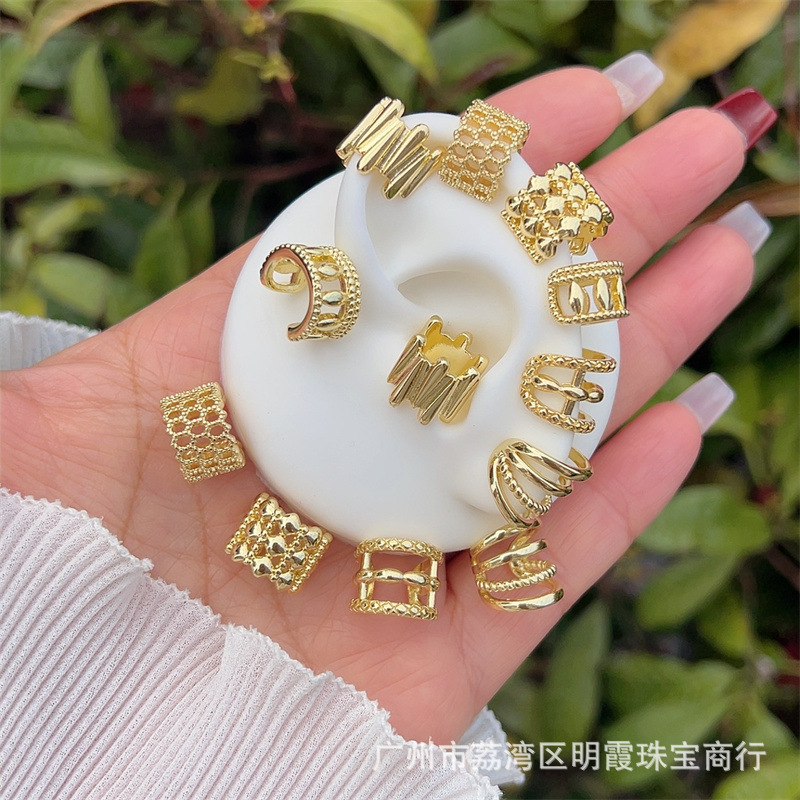 Multi-style copper plated 18K gold ear clip cross-border original new classic simple fashion suitable for men and women