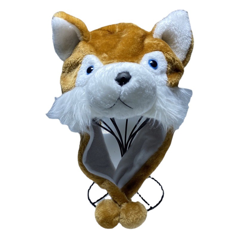 Grey Wolf Halloween Party Headgear Hat Cute Cartoon Dress Up Set Cross Border New Animal Plush Hat Toy