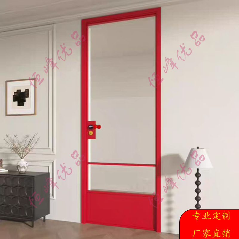 Self-Built House Bedroom Door Aluminum Alloy Doors and Windows Kitchen Toilet Door French Style Bathroom Swing Door Interior Door Wholesale