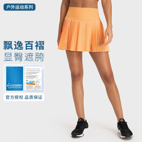 Shishizhihui new sports outdoor pleated elegant tennis skirt high waist abdominal side pocket anti-exposure sports shorts