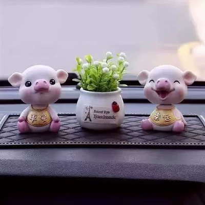 Perfplant seat shaking head piggy, cute - potted-plant-diamond-mat-golden-pig-for-peace-and-luck