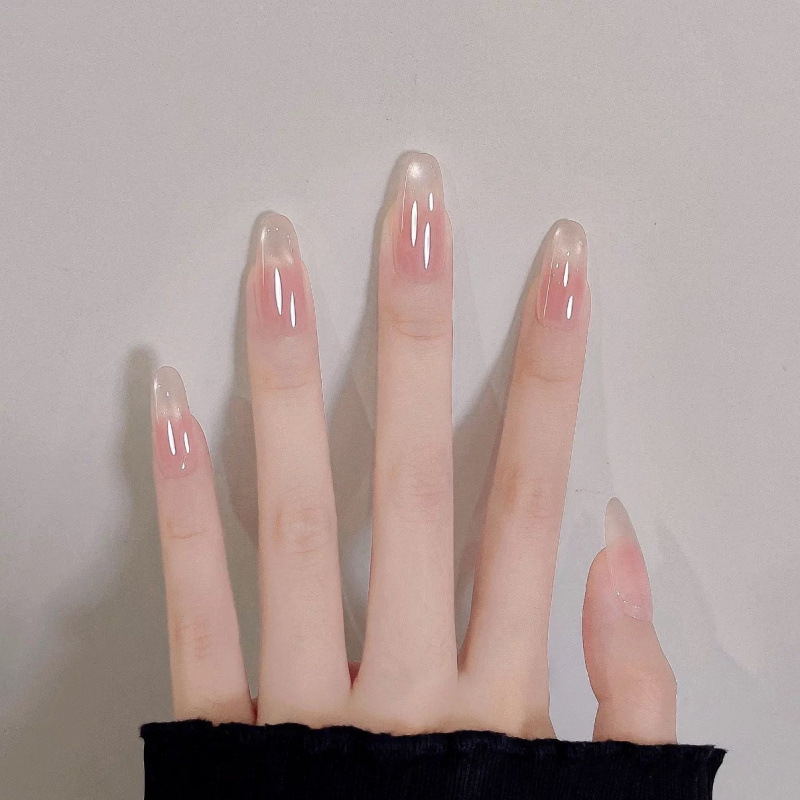 Spring and Summer New Nude Color Ice-Transparent Glass Bead Cat-Eye Nail Art Wearable Nail Pieces, Elegant and Versatile, Brightening Effect, Handmade Wearable Nails Spring and Summer New Nude Color Ice-Transparent Glass Bead Cat-Eye Nail Art Wearable Nail Pieces, Elegant and Versatile, Brightening Effect, Handmade Wearable Nails