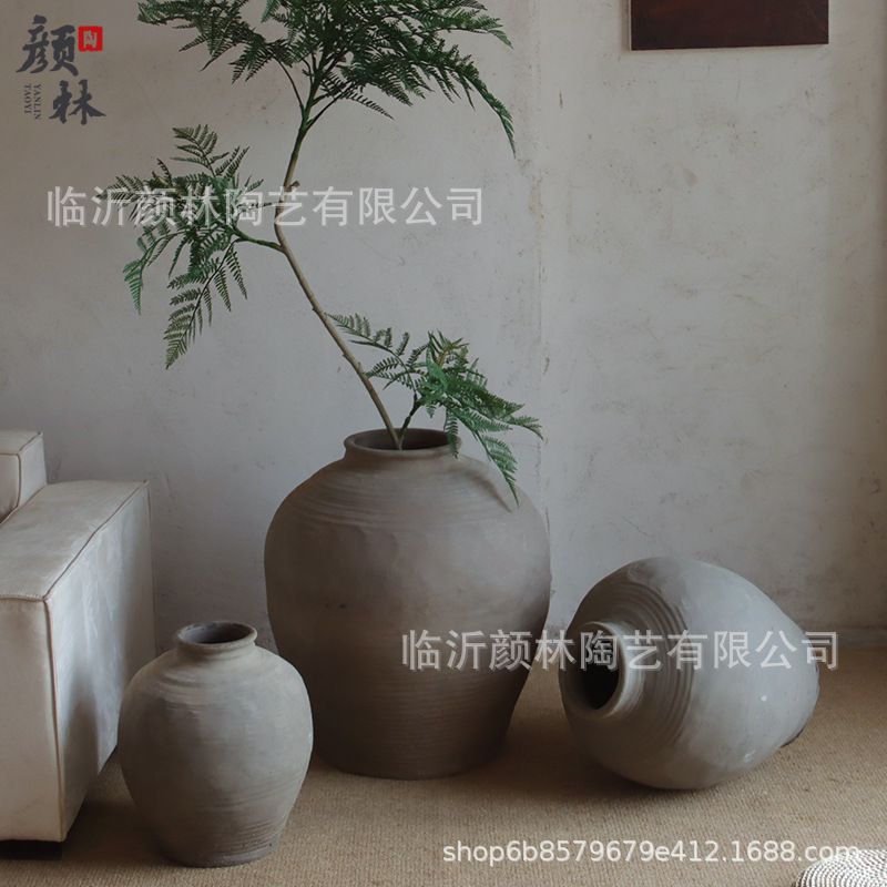 Pequeña boca hecha a mano, vasos de cerámica gruesa, vasos de cerámica de tierra, decoración residencial, adornos de ramas secas antiguos