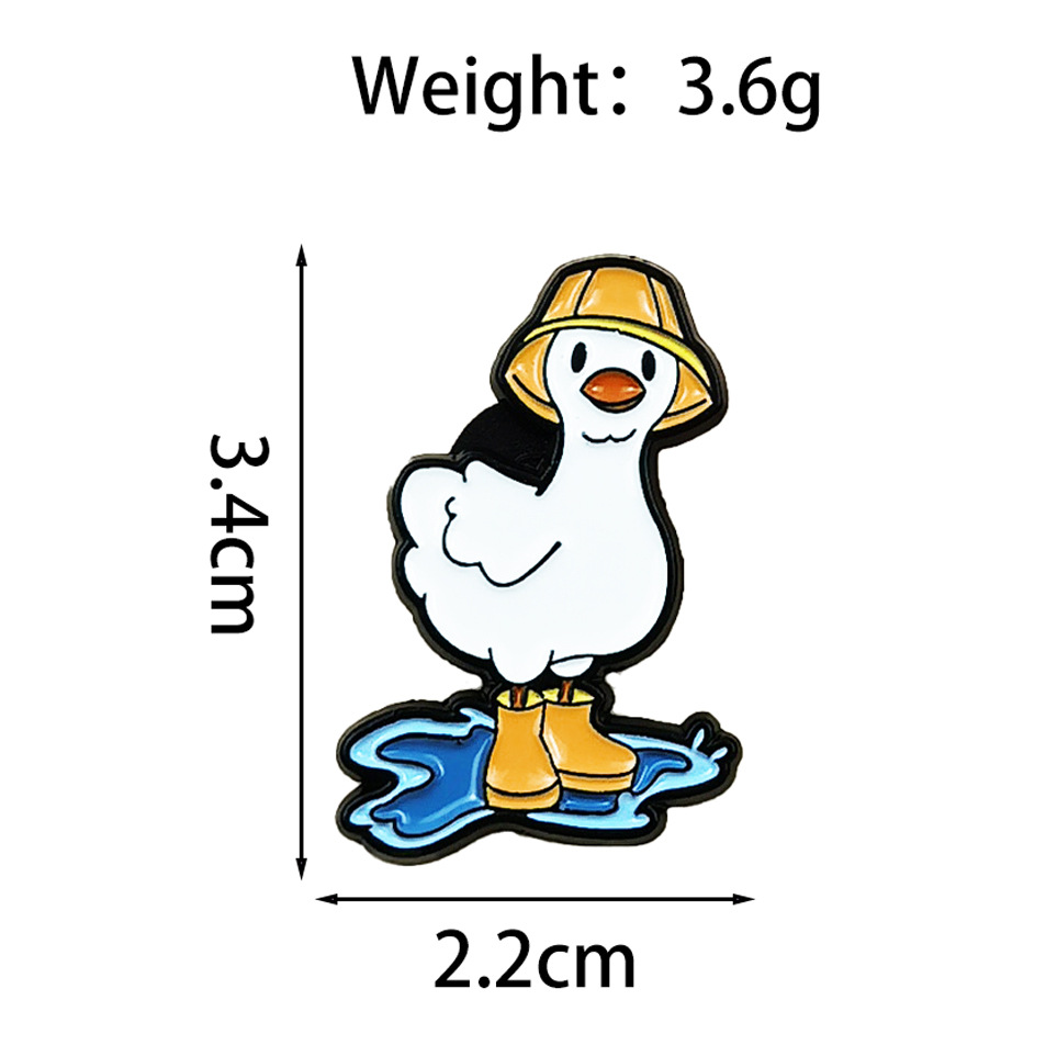 Broche con forma de pato amarillo frito fresco transfronterizo, bolso de pareja de dibujos animados lindo, accesorios fijos, pines de placa de aleación image 43