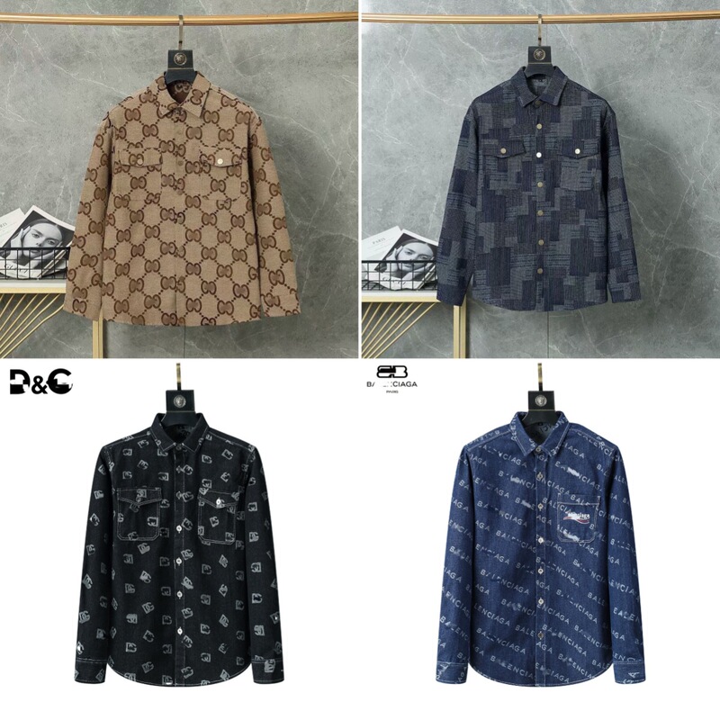 Cross-Border. Top Correct Version. Small Jacquard Denim Lapel Long-Sleeved Shirt Jacket High Version 25 New European Station