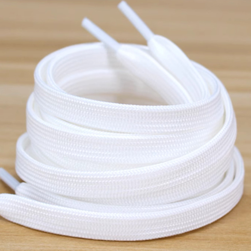 Factory Direct Sales Thickened White and Black Flat Shoelaces Double Single-Layer Sneakers Sports Shoes Basketball Men and Women Converse