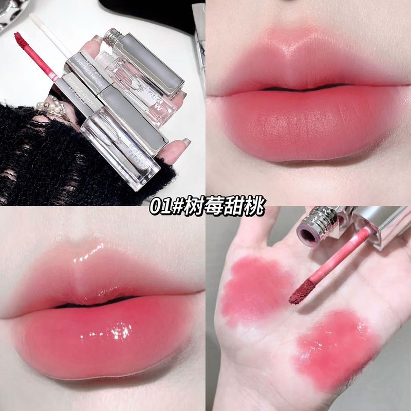 Kakashow 双頭デュアル効果リップ釉薬マットベルベット水光ミラー透明ガラスリップ学生パーティー口紅|undefined