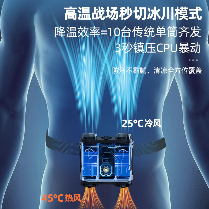 25 nuevo ventilador de cintura colgante, batería de larga duración, ventilador de campamento al aire libre, mini ventilador de cintura colgante portátil