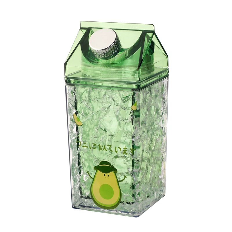 Double-layer Insulated Straw Cup, 400 ml, Broken-Ice Gradient Design, Portable Summer Bottle