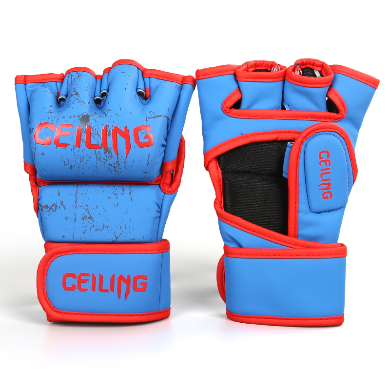 Ventas directas de fábrica de Ceiling Guantes de lucha Sanda Entrenamiento de UFC Guantes de boxeo de medio dedo profesionales especiales para sacos de arena