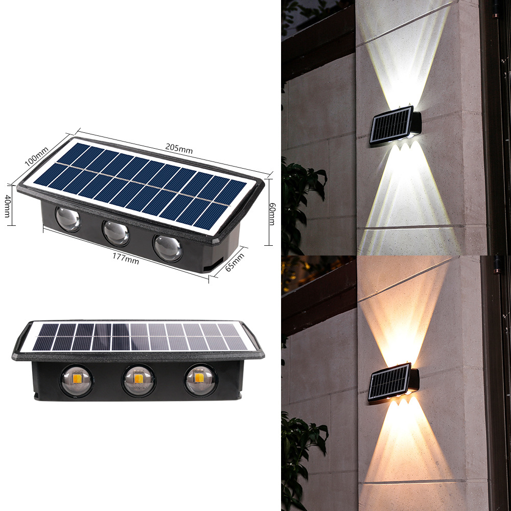 Lente convexa solar lámpara de pared lámpara de lavado hogar avanzada lámpara de paisaje impermeable Villa patio jardín arriba y abajo lámpara de pared