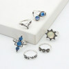 Accessory solar-powered, set flower-shaped, ring, European style, suitable for import, cat's eye