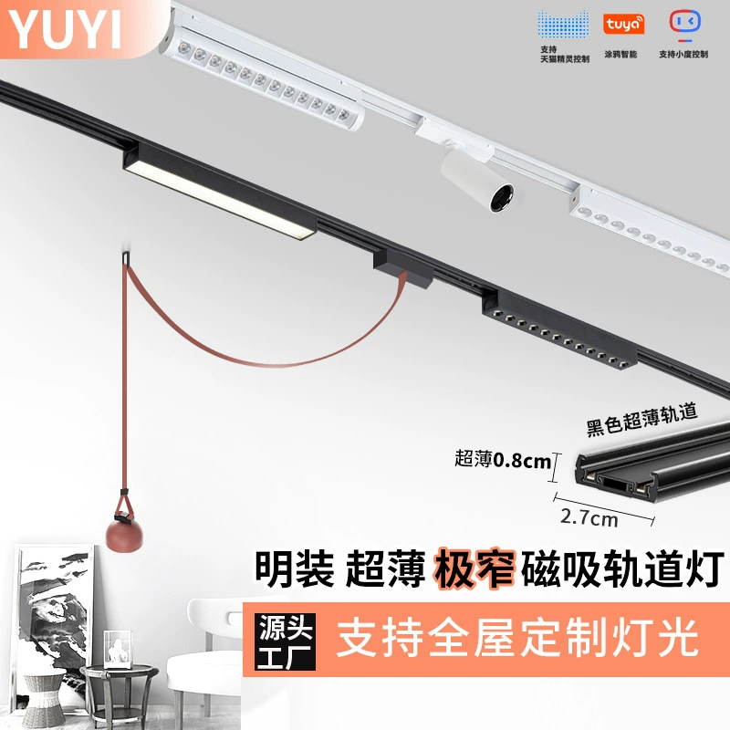 Белый накладной магнитный трековый светильник, черный безрельсовый магнитный светильник с управлением без потолка, умный магнитный прожектор для граффити