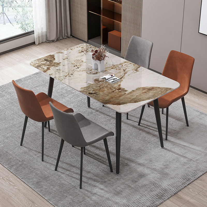 Rock placa mesa de comedor moderno minimalista hogar pequeño apartamento Luz de lujo nórdico familia rectangular apartamento mesa de comedor y silla combinación