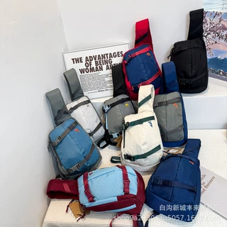 跨境新款时尚潮流男士胸包撞色简约百搭女士单肩包外贸礼品胸前包