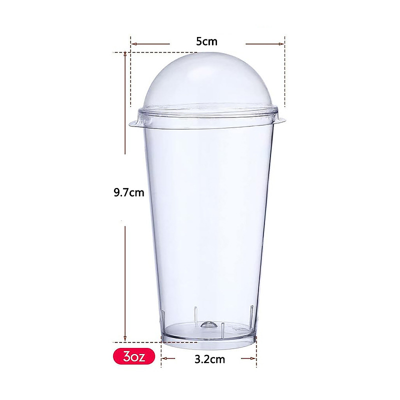 Amazon transfronterizo desechable PS taza de plástico transparente dura taza de pastel de mousse taza cuadrada con cubierta y cuchara conjunto
