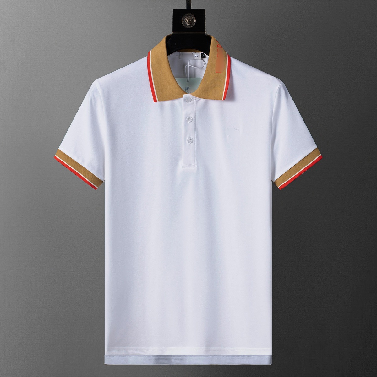 SS25 nueva estación europea de verano de hombre con solapa de algodón de perla de manga corta polo de moda