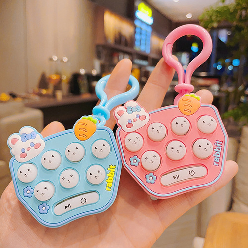 Creative Cute Rabbit Gopher Machine Keychain Student Educational School Bag Key Chain Claw Machine Pendant Small Gift Wholesale