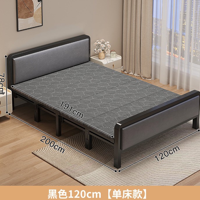 Cama individual plegable para adultos domésticos 1m2 cama simple para alquiler dormitorio reforzado cama de hierro de placa dura cama doble