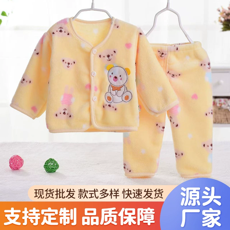 Внешняя торговля работает объем фланель детские из двух частей с длинным рукавом осень и зима пижамы костюм Аньян поставка коралловых флис домашняя одежда