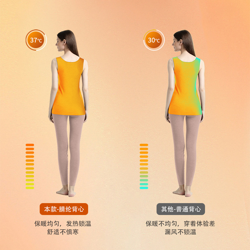 Lana de seda otoño e invierno para mujer chaleco cálido color sólido más terciopelo grueso almacenamiento de calor color sólido fondo sin costuras punto rápido