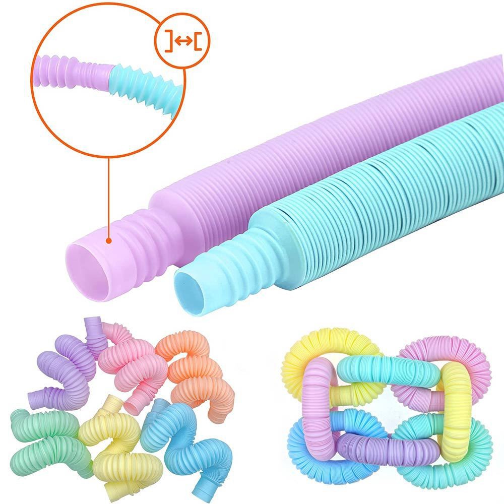 Transfronteriza descompresión juguete pop tubo niños adultos corrugado DIY estiramiento tubo macaron color estiramiento tubo de plástico