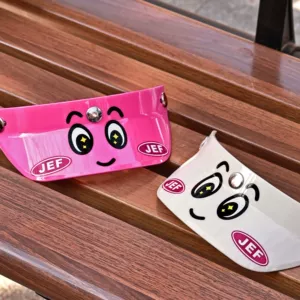 Suitable for Retro Motorcycle Half Helmet 3/4 Helmet Kirby Pink Checkerboard Flame Cartoon Three-Button Universal Visor