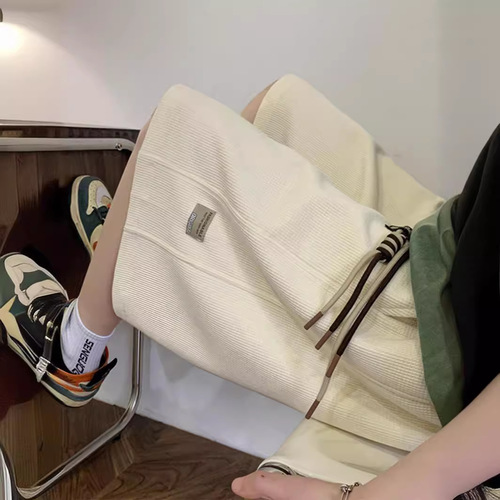 Men's Summer Thin Wafer Shorts, Loose Fit Large Size, Casual American Style Athletic Bottoms, 5-Inch Hem Male