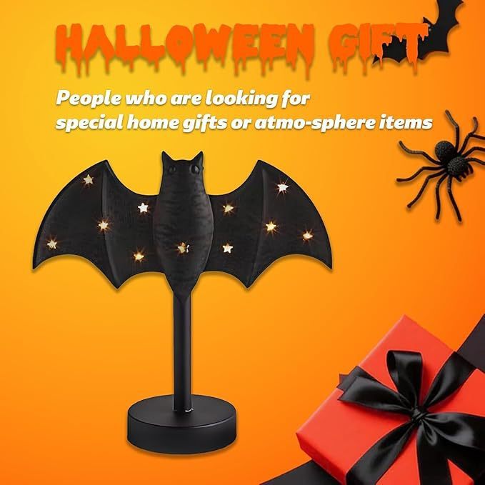亚马逊新品 Twinkle Bat Candlestick万圣节闪烁蝙蝠烛台装饰摆件|undefined