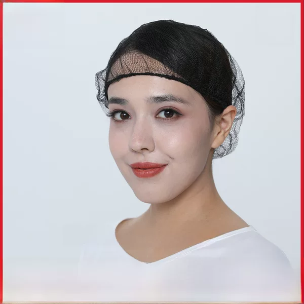 Disposable Nylon Hat Breathable Round Hat Mesh Hat Encrypted Food Catering Hair Cap Black White Hat