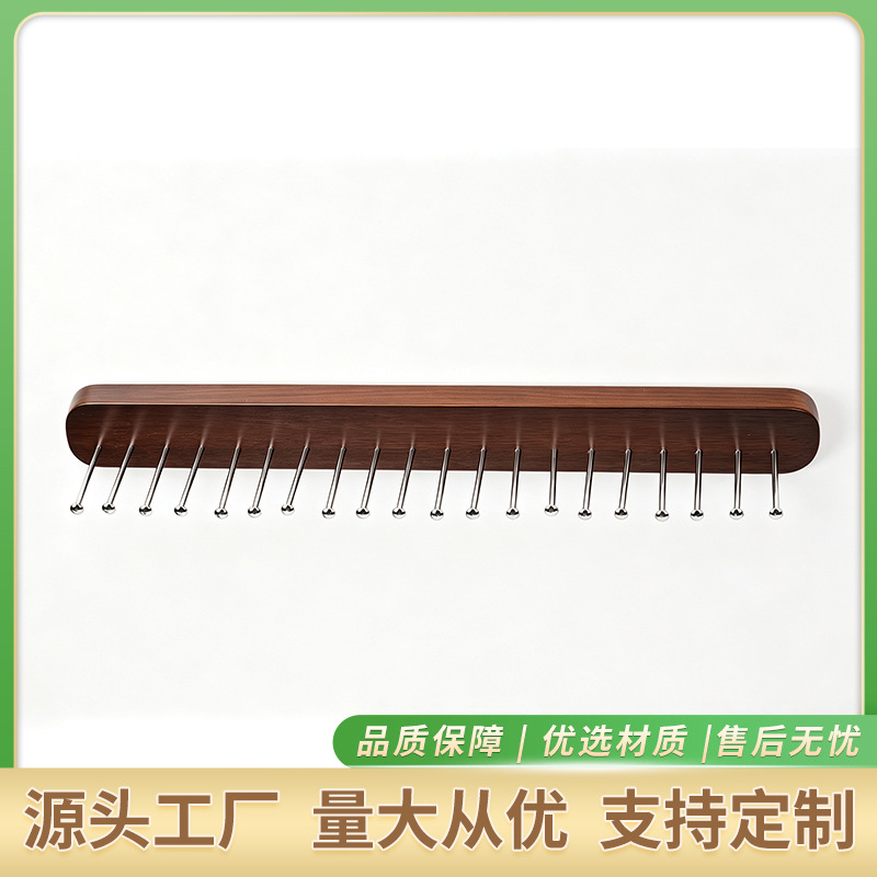 Wall-mounted wooden tie rack, closet scarf and belt storage hook, multi-hook wall rack, factory custom wholesale