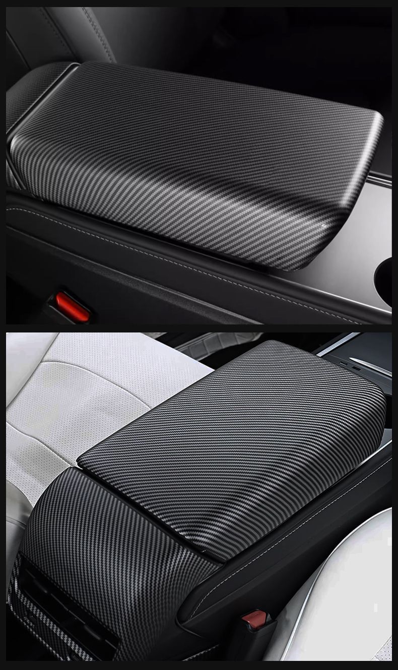 Suitable for the New Tesla Model 3Y Armrest Box Cover Air Outlet Protective Cover Carbon Fiber Ya Modification Accessories