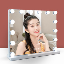 大號台式led化妝鏡燈泡高清梳妝鏡補光燈鏡家用鏡子化妝鏡美容鏡