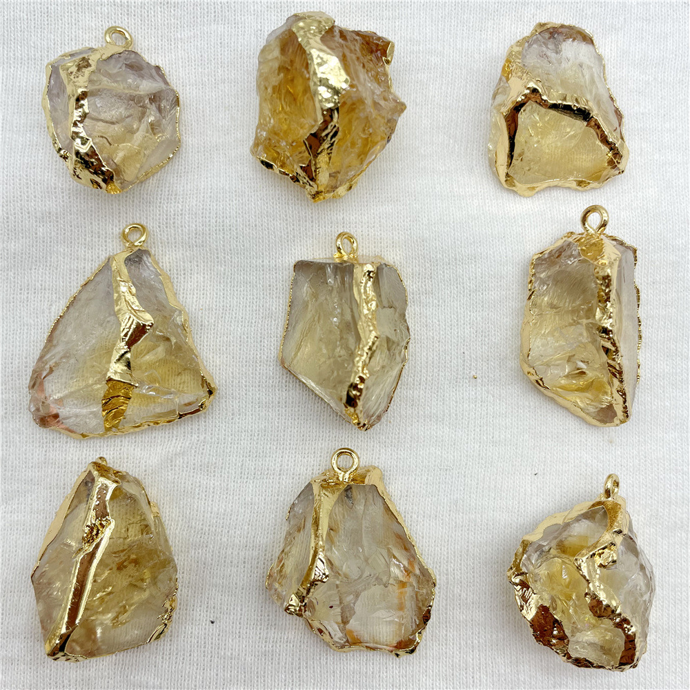 Al por mayor gema natural de cristal oro borde amorfo colgante collar accesorios DIY simple estilo europeo y americano